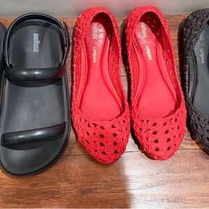 Mini Melissa Red Crochet Flats